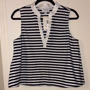 NWT- Evereve Navy and White Striped Tank Top